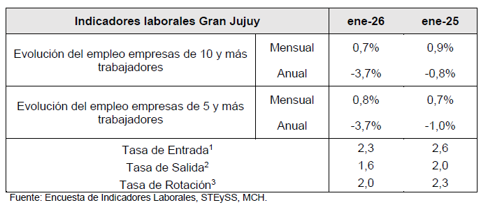 Indicadores laborales Gran Jujuy